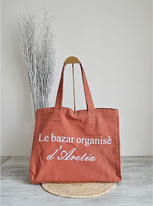 Sac en coton délavé rose ocre