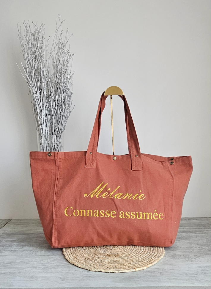 Sac en coton délavé rose ocre