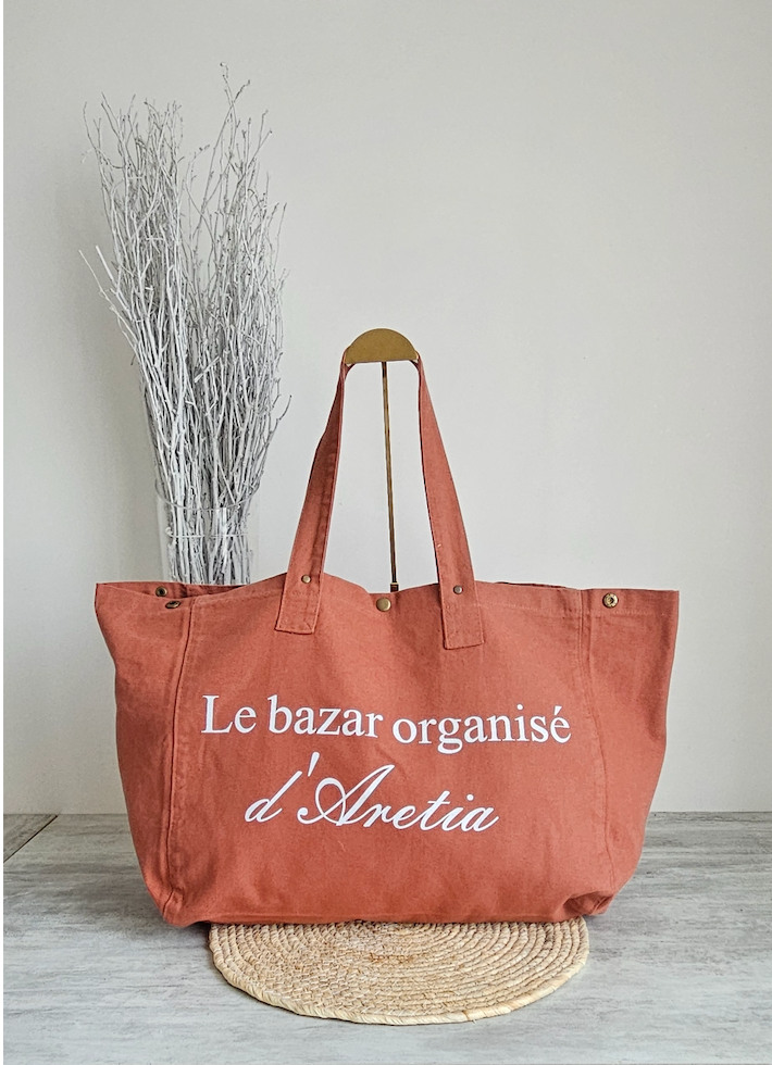 Sac en coton délavé rose ocre