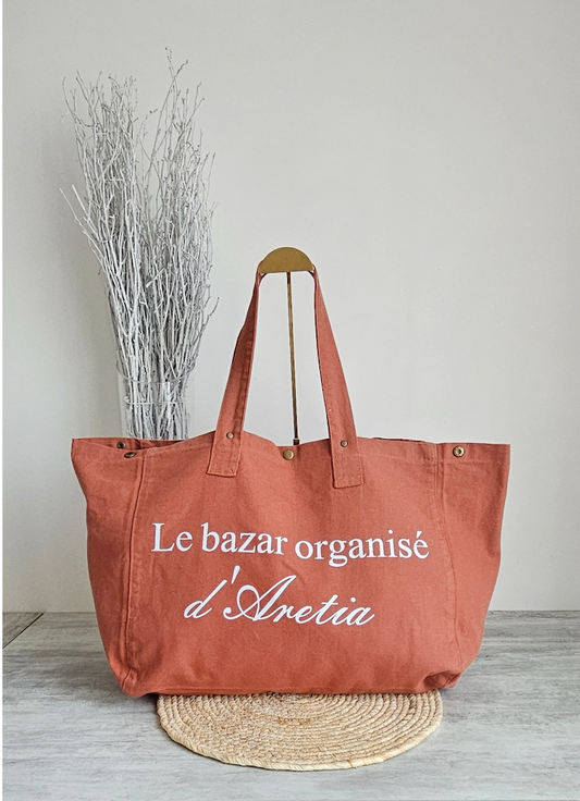 Sac en coton délavé rose ocre