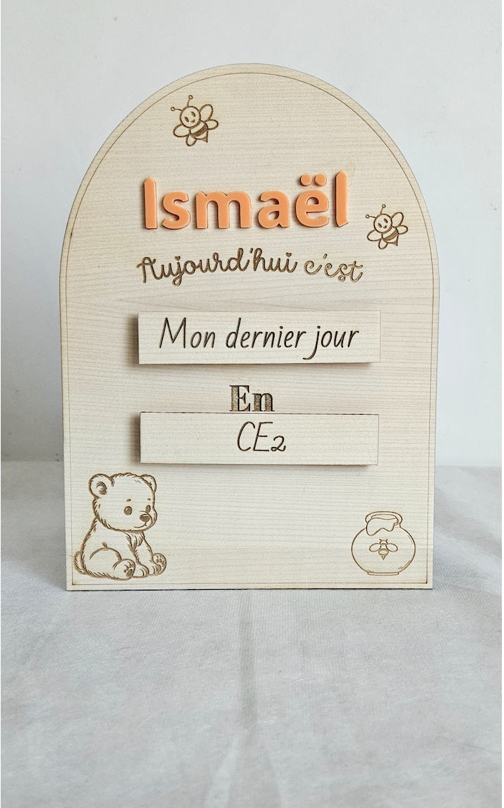 Panneau personnalisé en bois : Mon premier jour d'école