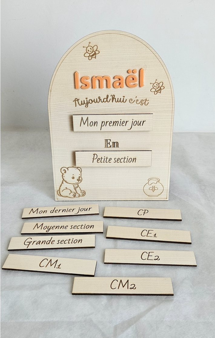 Panneau personnalisé en bois : Mon premier jour d'école