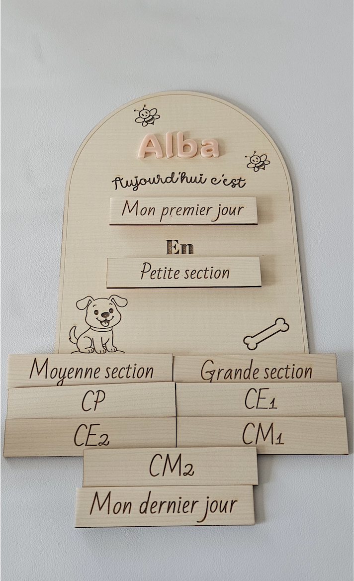 Panneau personnalisé en bois : Mon premier jour d'école