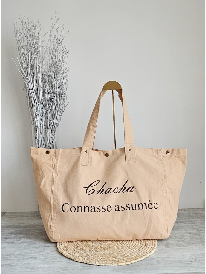 Sac en coton délavé Pêche