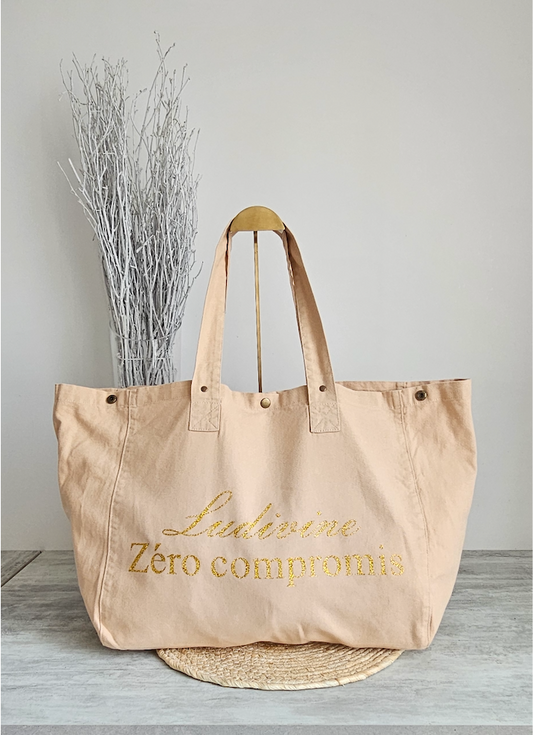 Sac en coton délavé Pêche