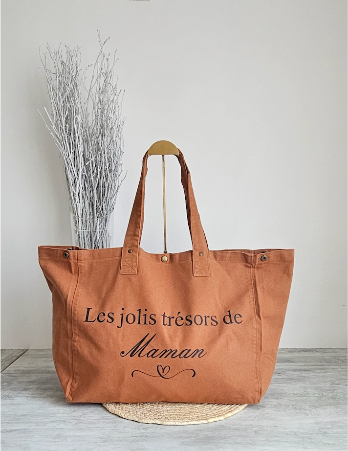 Sac en coton délavé marron